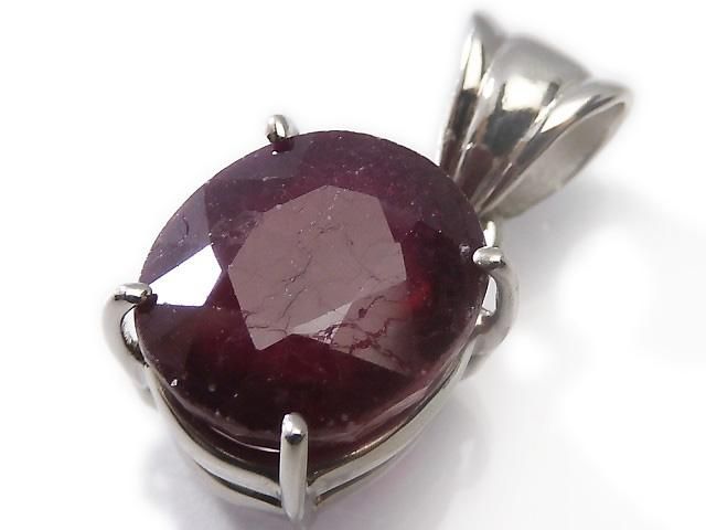 【動画】【1点もの】宝石質ルビーAAA- ファセットカットペンダントトップ SILVER925製 NO.9の画像