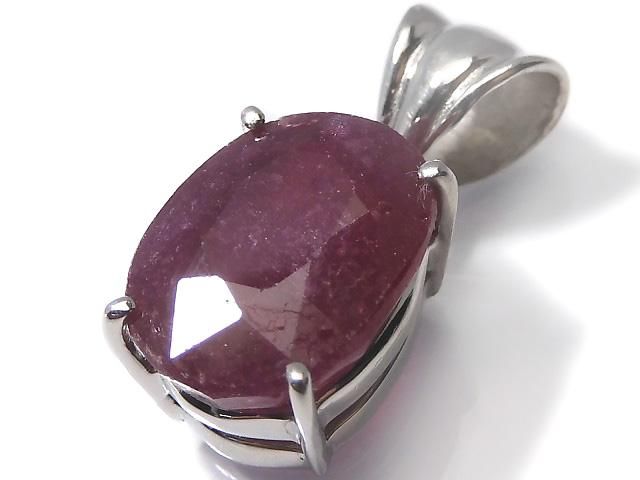 【動画】【1点もの】宝石質ルビーAAA- ファセットカットペンダントトップ SILVER925製 NO.10の画像
