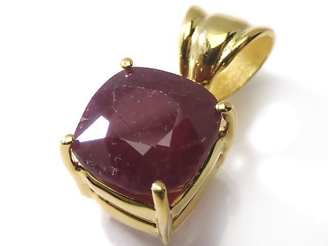 【動画】【1点もの】宝石質ルビーAAA- ファセットカットペンダントトップ 18KGP製 NO.12の画像