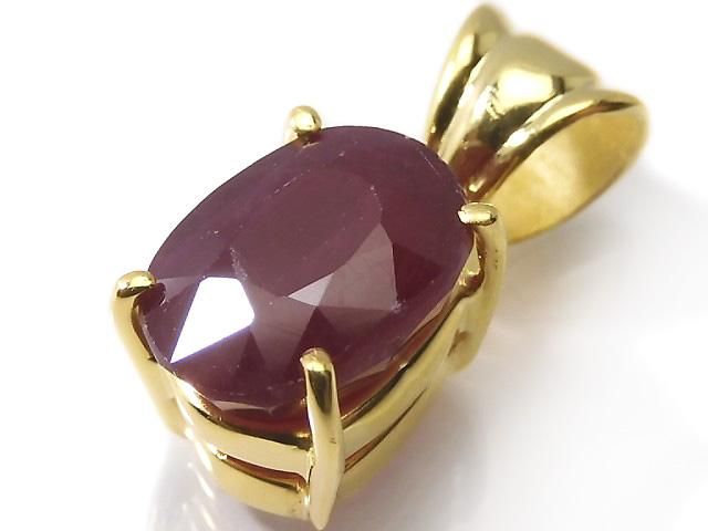 【動画】【1点もの】宝石質ルビーAAA- ファセットカットペンダントトップ 18KGP製 NO.13の画像