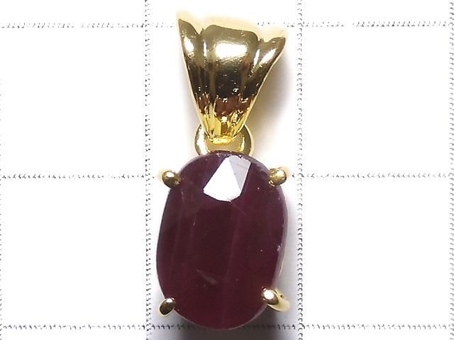【動画】【1点もの】宝石質ルビーAAA- ファセットカットペンダントトップ 18KGP製 NO.13 サムネイル2