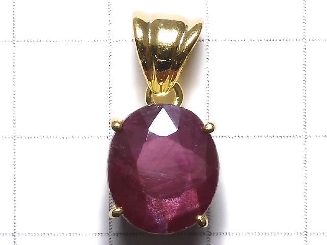 【動画】【1点もの】宝石質ルビーAAA- ファセットカットペンダントトップ 18KGP製 NO.15 サムネイル2