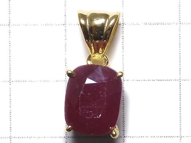 【動画】【1点もの】宝石質ルビーAAA- ファセットカットペンダントトップ 18KGP製 NO.16 サムネイル2