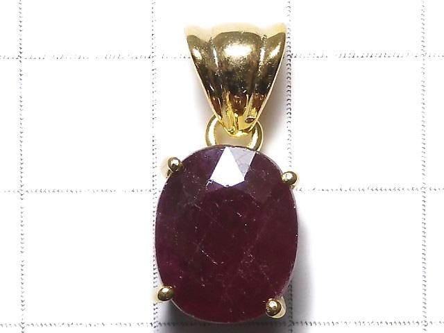 【動画】【1点もの】宝石質ルビーAAA- ファセットカットペンダントトップ 18KGP製 NO.18 サムネイル2