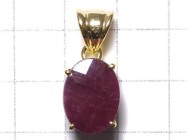 【動画】【1点もの】宝石質ルビーAAA- ファセットカットペンダントトップ 18KGP製 NO.19 サムネイル2
