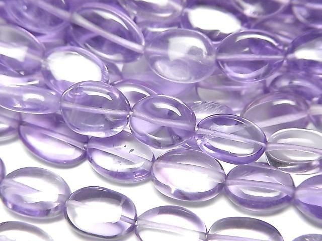 【動画】宝石質ピンクアメジストAAA- オーバル~フラットタンブル 半連/1連(約38cm)の画像