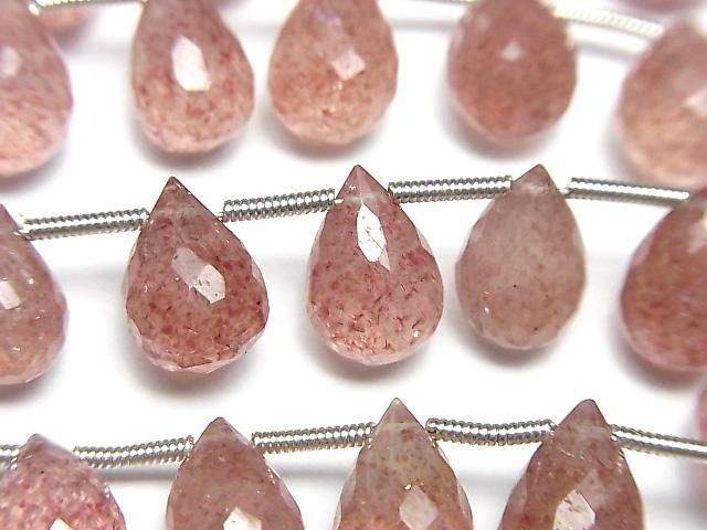【動画】宝石質ピンクエピドートAA++ ドロップ ブリオレットカット 1連(18粒)の画像