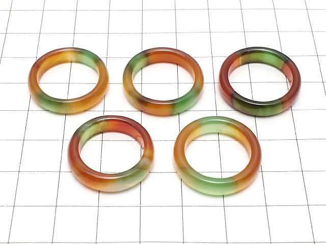 【動画】グリーン×レッドカラーカルセドニー リング 【11号】~【16号】 2個 サムネイル2
