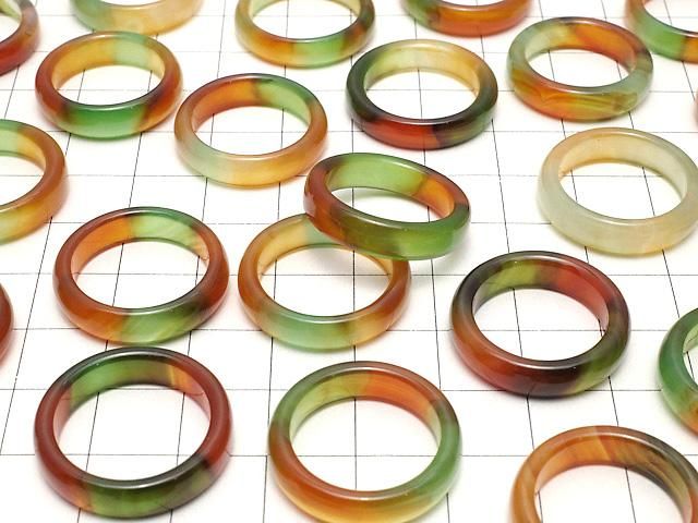 【動画】グリーン×レッドカラーカルセドニー リング 【11号】~【16号】 2個 サムネイル3