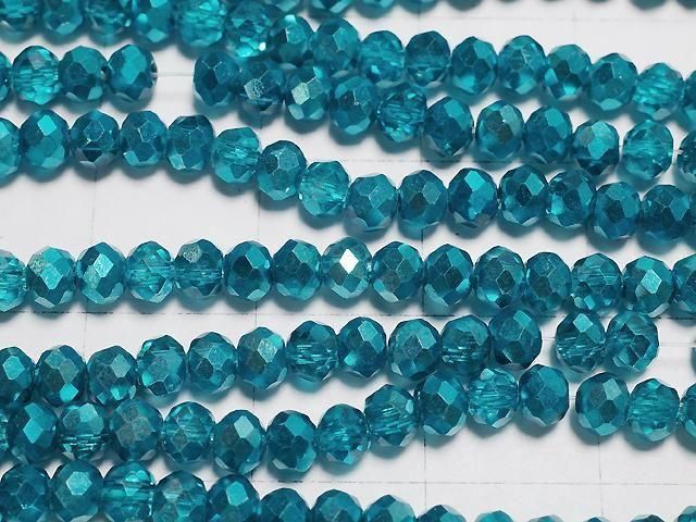 【動画】ガラスビーズ ボタンカット3.5×3.5×2.5mm ブルーグリーン ハーフコーティング 1連(約32cm) サムネイル2