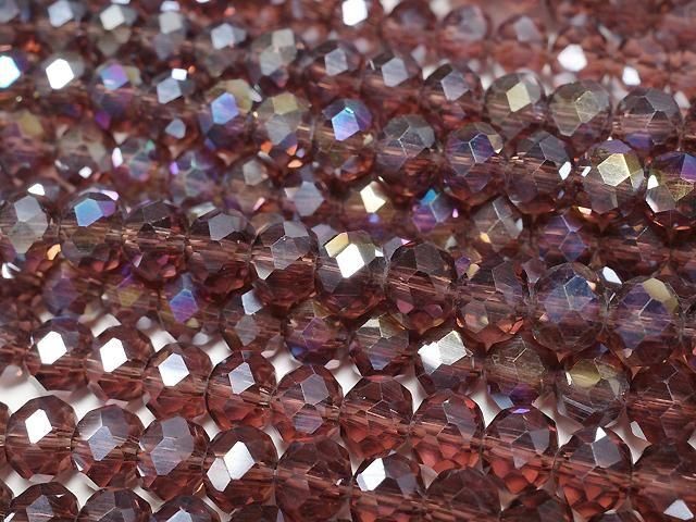 【動画】ガラスビーズ ボタンカット6×6×4.5mm クリアレッド シルバー~AB 1連(約38cm)の画像