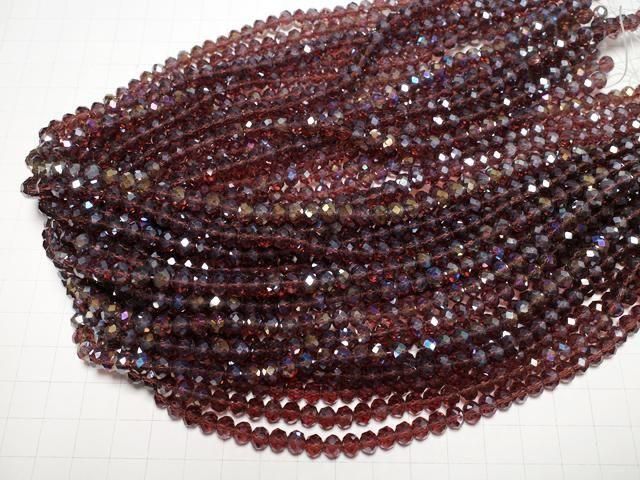 【動画】ガラスビーズ ボタンカット6×6×4.5mm クリアレッド シルバー~AB 1連(約38cm) サムネイル4