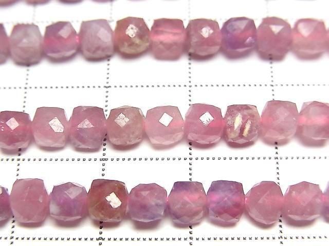 【動画】【素晴らしい輝き】ピンクトルマリンシリカAA キューブカット4.5×4.5×4.5mm 半連/1連(約37cm) サムネイル2