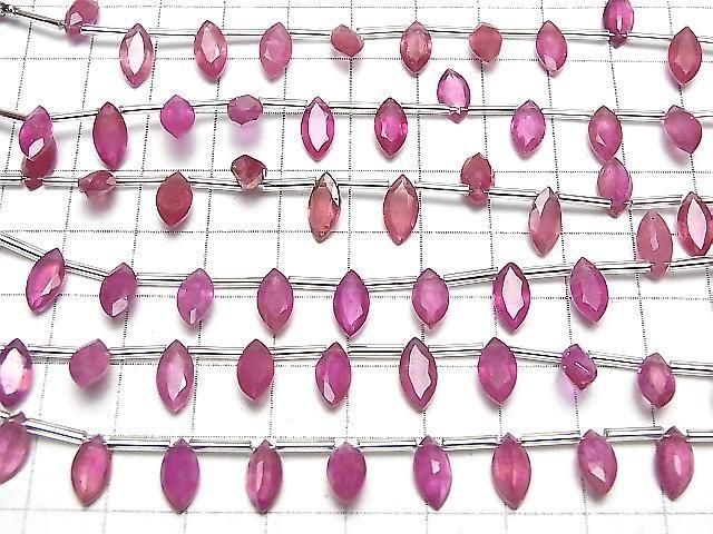 【動画】宝石質ルビーAA++ マーキス ファセットカット10×5mm 半連/1連(8粒) サムネイル4