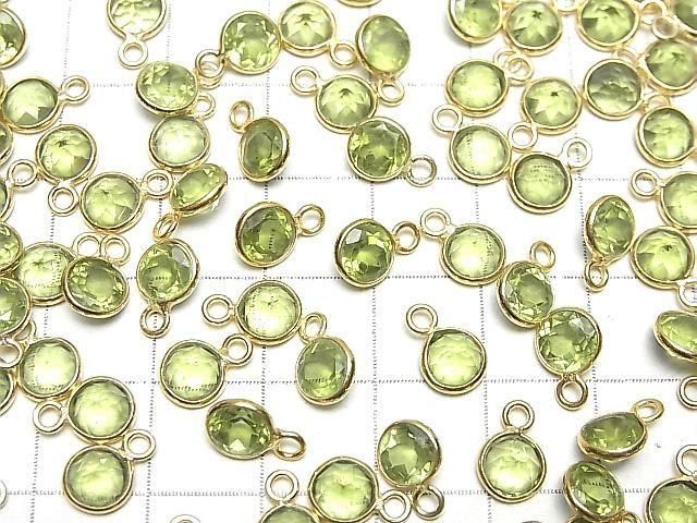【動画】宝石質ペリドットAAA 枠留めラウンドファセットカット6×6mm 18KGP 3個 サムネイル4