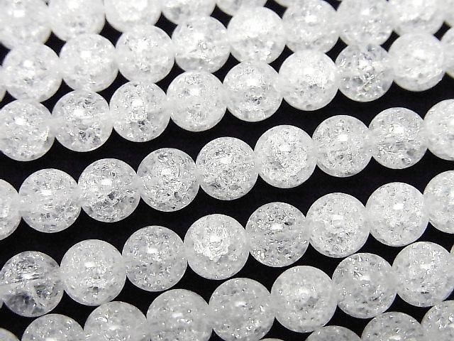 【動画】クラッククリスタル(溶錬水晶) ラウンド6mm 1連(約36cm)の画像