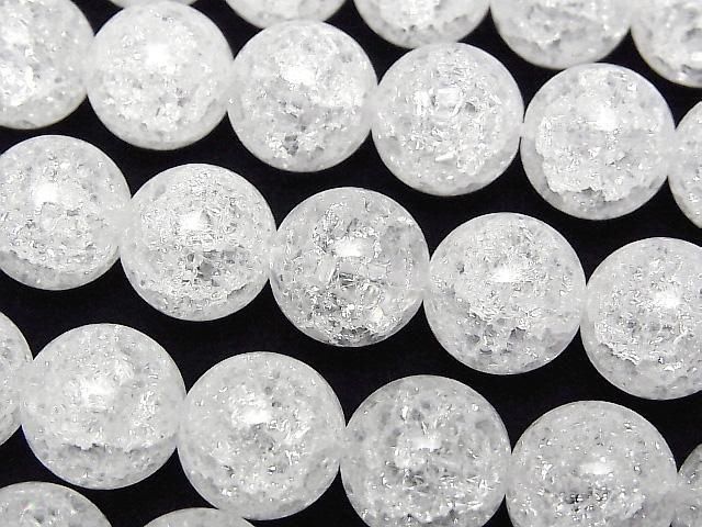 【動画】クラッククリスタル(溶錬水晶) ラウンド12mm 1連(約36cm)の画像