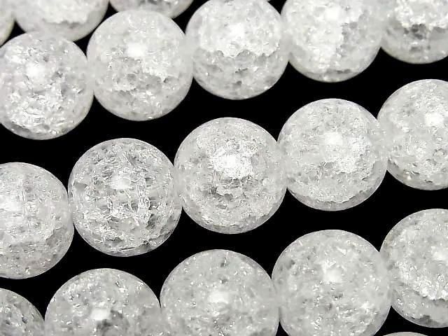 【動画】クラッククリスタル(溶錬水晶) ラウンド14mm 1連(約35cm)の画像