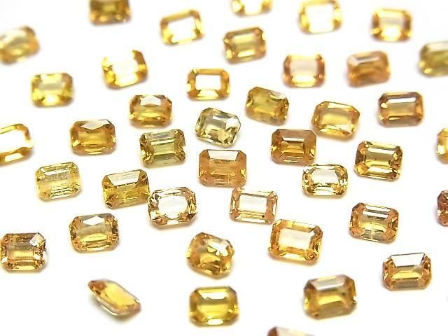 【動画】宝石質イエローサファイアAAA ルース レクタングルファセットカット4×3mm 3粒の画像