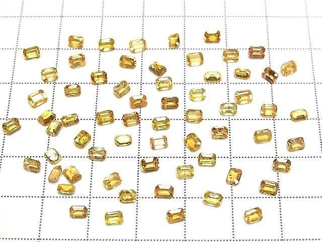 【動画】宝石質イエローサファイアAAA ルース レクタングルファセットカット4×3mm 3粒 サムネイル4