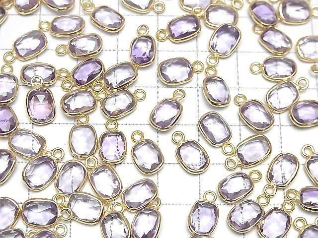 【動画】宝石質ピンクアメジストAAA 枠留めレクタングル~オーバルカット9×7mm 18KGP 3個 サムネイル4
