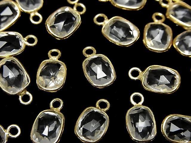 【動画】宝石質クリスタルAAA 枠留めレクタングル~オーバルカット9×7mm 18KGP 3個の画像