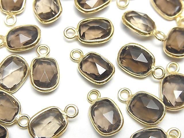 【動画】宝石質スモーキークォーツAAA 枠留めレクタングル~オーバルカット9×7mm 18KGP 3個の画像