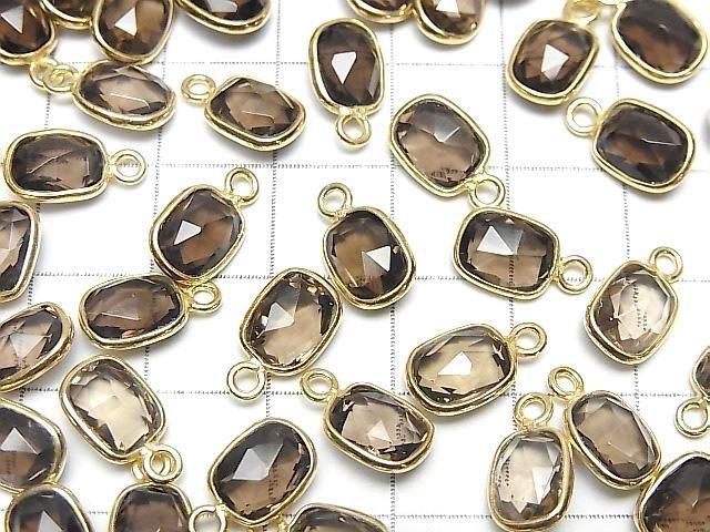 【動画】宝石質スモーキークォーツAAA 枠留めレクタングル~オーバルカット9×7mm 18KGP 3個 サムネイル3
