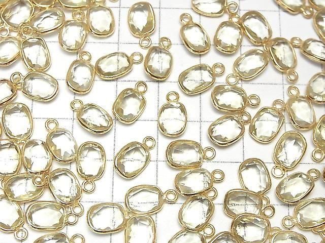 【動画】宝石質レモンクォーツAAA 枠留めレクタングル~オーバルカット9×7mm 18KGP 3個 サムネイル4