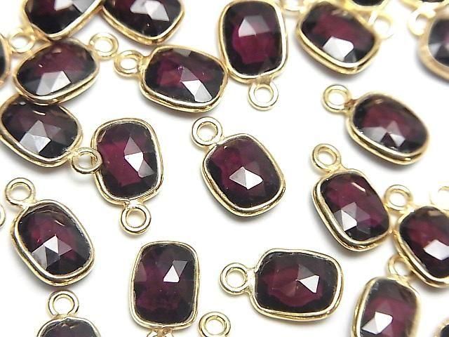 【動画】宝石質モザンビーク産ガーネットAAA- 枠留めレクタングル~オーバルカット9×7mm 18KGP 2個の画像