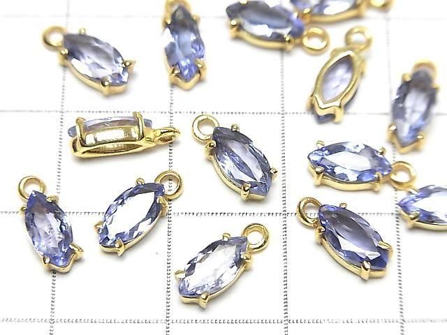 【動画】宝石質タンザナイトAAA 枠留めマーキスファセットカット8×4mm 18KGP 2個 サムネイル2