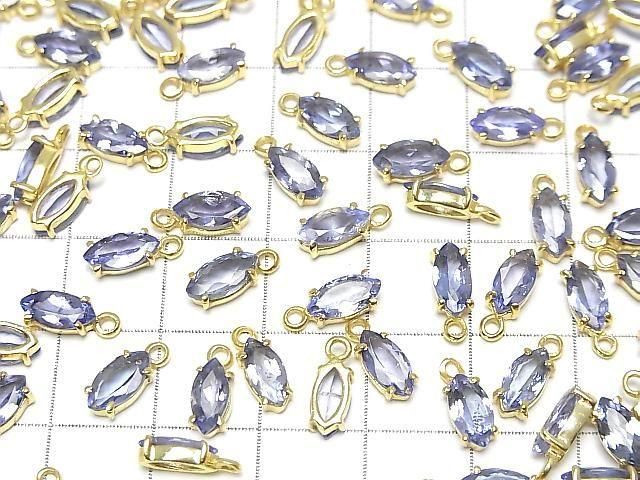【動画】宝石質タンザナイトAAA 枠留めマーキスファセットカット8×4mm 18KGP 2個 サムネイル4