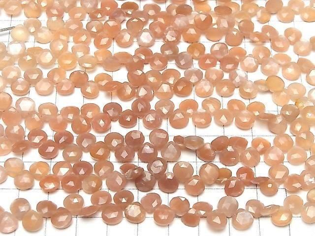 【動画】宝石質オレンジムーンストーンAA++ マロン ブリオレットカット7×7mm カラーグラデーション 1連(約14cm) サムネイル4