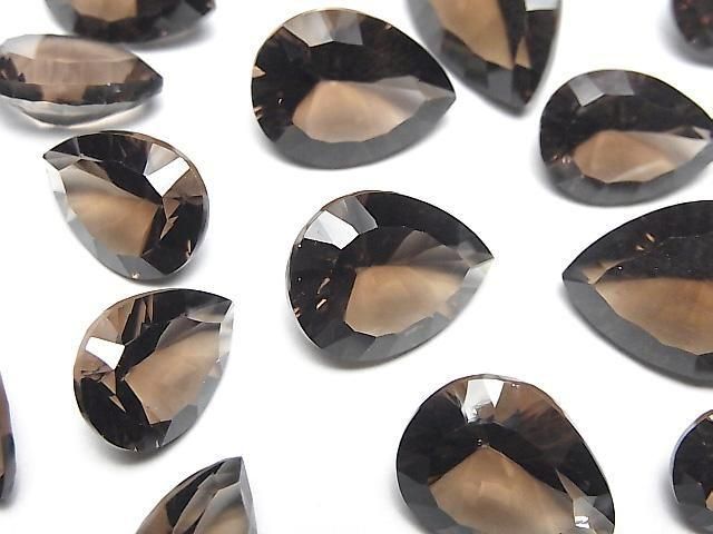 【動画】宝石質スモーキークォーツAAA ルース ペアシェイプ コンケーブカット サイズミックス 5粒の画像