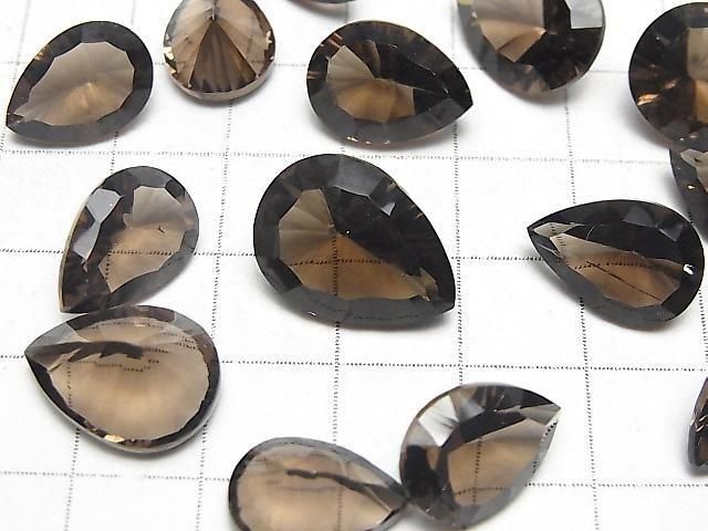 【動画】宝石質スモーキークォーツAAA ルース ペアシェイプ コンケーブカット サイズミックス 5粒 サムネイル3