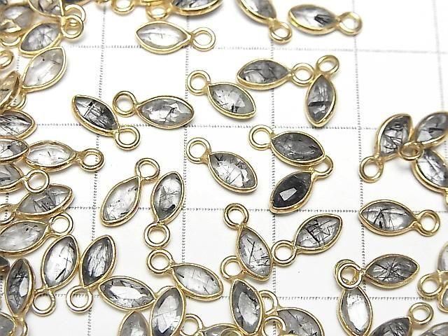 【動画】宝石質トルマリンクォーツAAA- 枠留めマーキスファセットカット7×4mm 18KGP 3個 サムネイル2