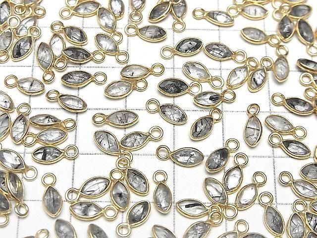 【動画】宝石質トルマリンクォーツAAA- 枠留めマーキスファセットカット7×4mm 18KGP 3個 サムネイル4