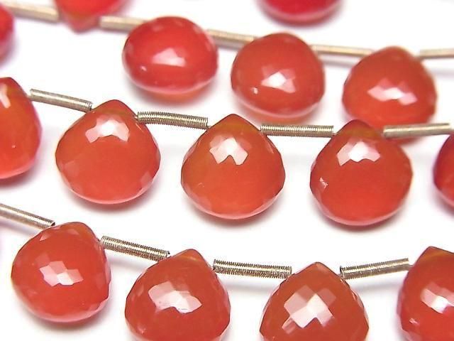 【動画】【極上カット】宝石質レッドアゲートAAA マロン ブリオレットカット 半連/1連(8粒)の画像