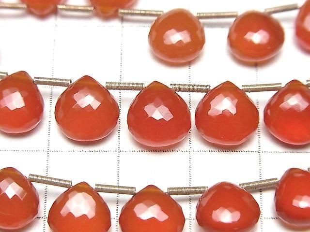 【動画】【極上カット】宝石質レッドアゲートAAA マロン ブリオレットカット 半連/1連(8粒) サムネイル2