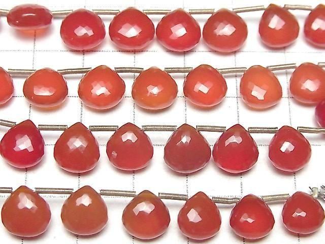 【動画】【極上カット】宝石質レッドアゲートAAA マロン ブリオレットカット 半連/1連(8粒) サムネイル3