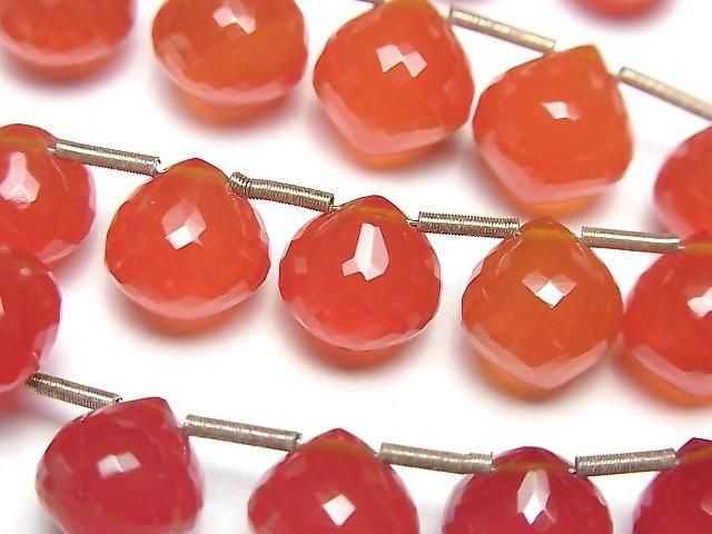 【動画】【極上カット】宝石質レッドアゲートAAA オニオン ブリオレットカット 半連/1連(8粒)の画像