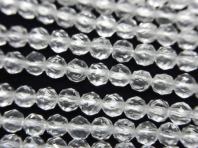 【動画】【素晴らしい輝き】クリスタル(合成水晶)AAA スターラウンドカット4mm 1連(約37cm)の画像