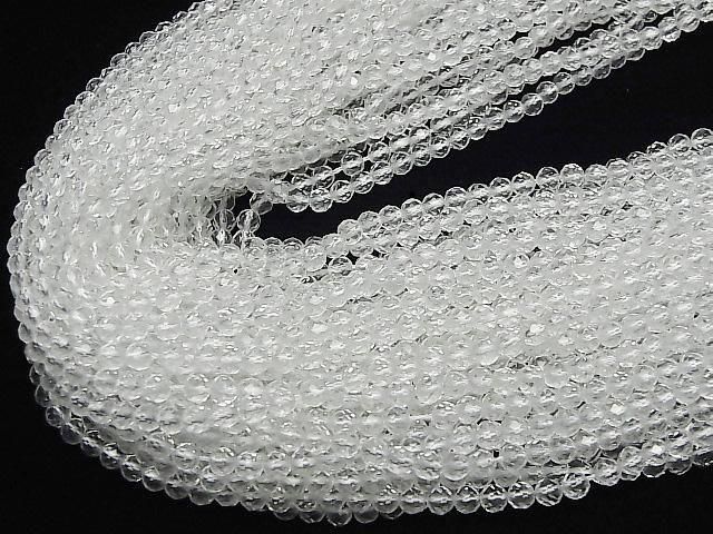 【動画】【素晴らしい輝き】クリスタル(合成水晶)AAA 64面ラウンドカット4mm 1連(約37cm) サムネイル4