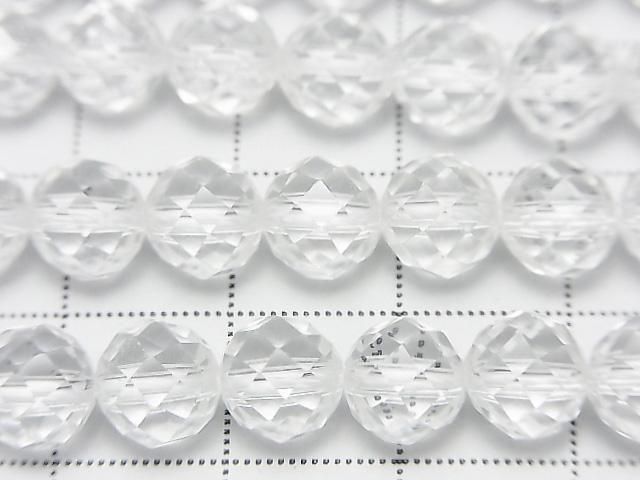【動画】【素晴らしい輝き】クリスタル(合成水晶)AAA 64面ラウンドカット7mm 半連/1連(約37cm) サムネイル2
