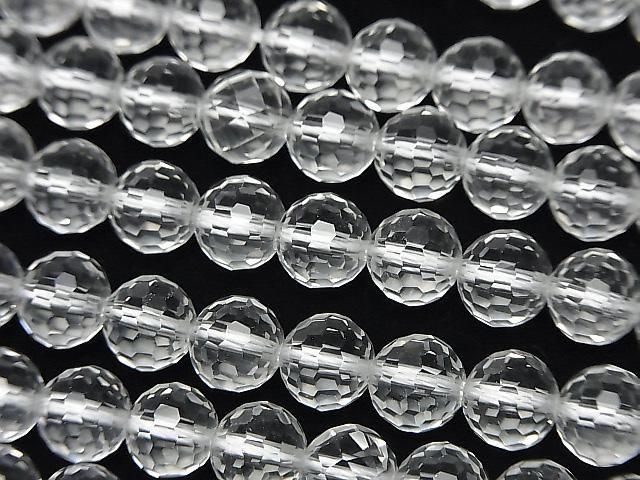 【動画】【素晴らしい輝き】クリスタル(合成水晶)AAA 128面ラウンドカット7mm 半連/1連(約37cm)の画像