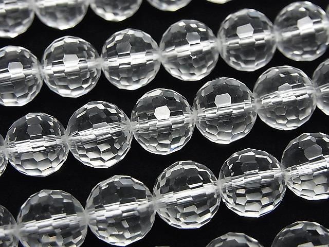 【動画】【素晴らしい輝き】クリスタル(合成水晶)AAA 128面ラウンドカット10mm 半連/1連(約37cm)の画像