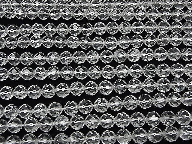 【動画】【素晴らしい輝き】クリスタル(合成水晶)AAA- 64面ラウンドカット10mm 半連/1連(約34cm) サムネイル3