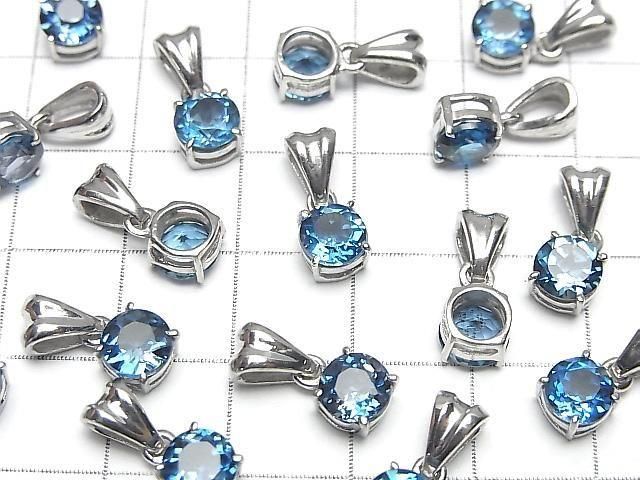 【動画】宝石質ロンドンブルートパーズAAA ラウンドファセットカット6×6mm ペンダントトップ SILVER925製 サムネイル3