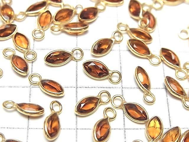 【動画】宝石質マデイラシトリンAAA- 枠留めマーキスファセットカット7×4mm 18KGP 3個 サムネイル2