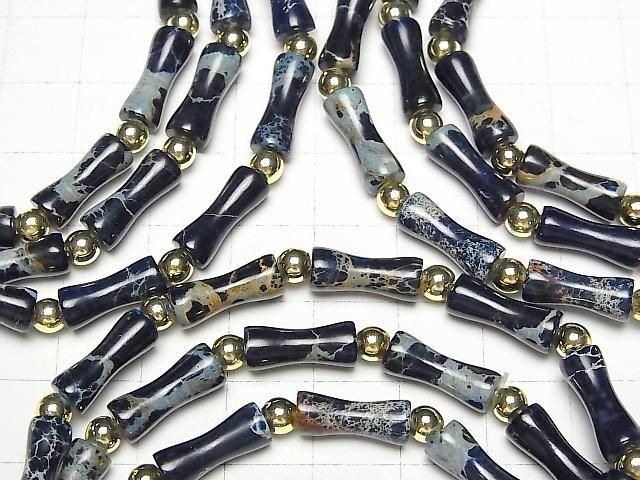 【動画】ネイビーカラーカオリン バンブー13×5×5mm 1連(ブレス) サムネイル3